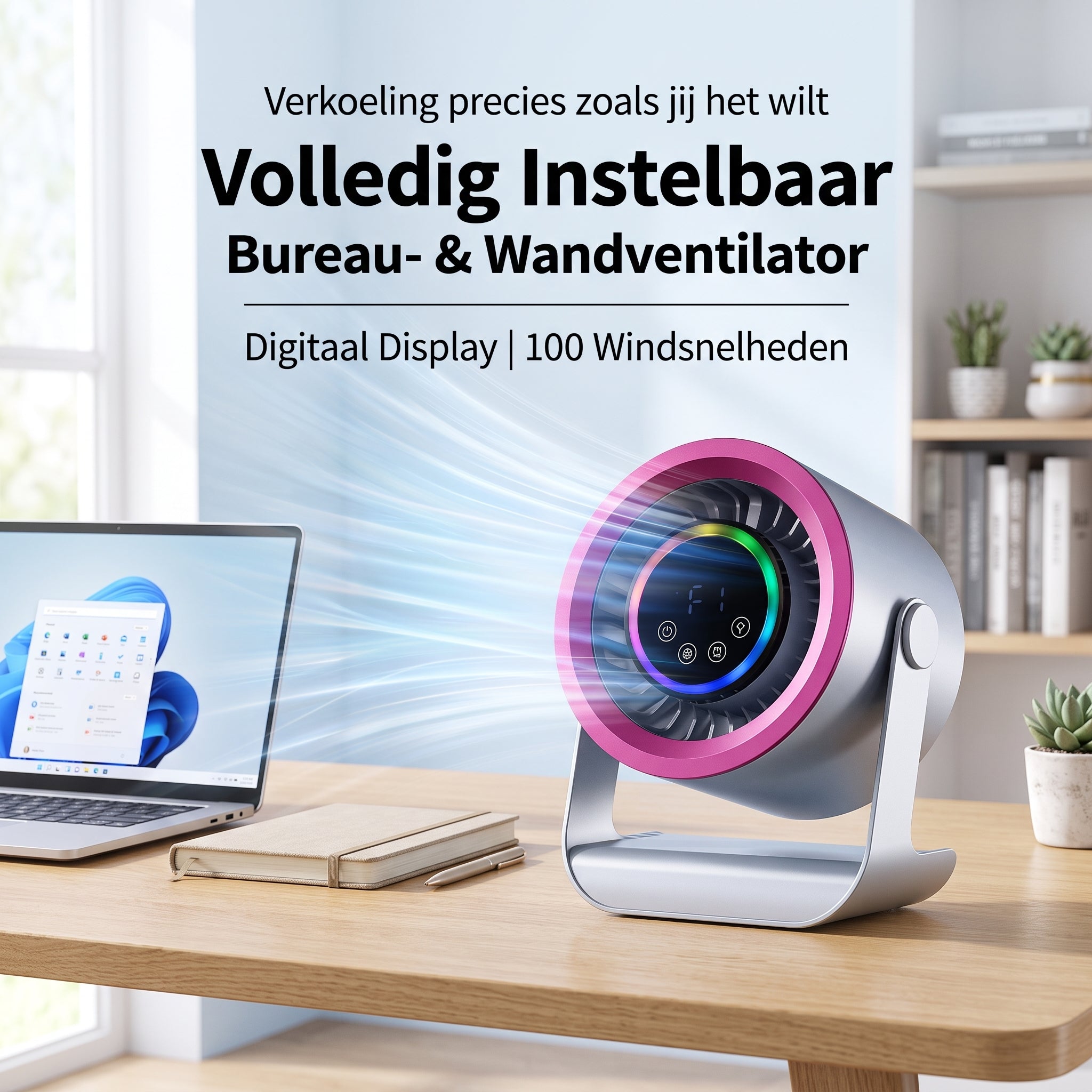 Coziboo™ SilentGlow Bureauventilator