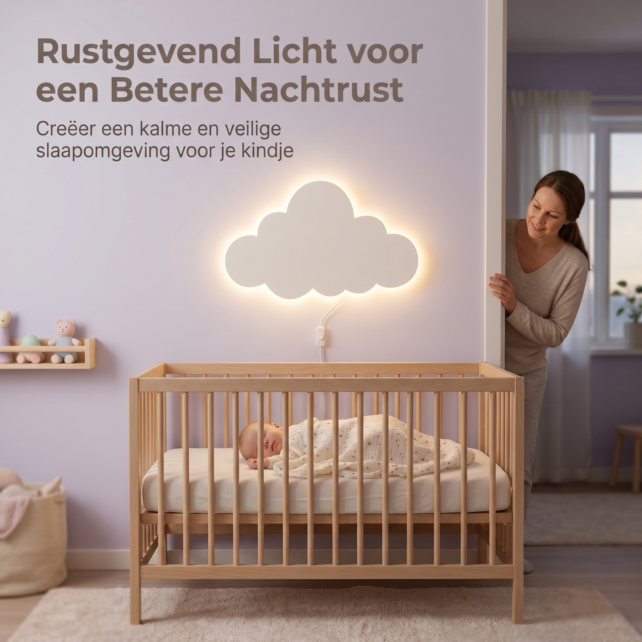 Coziboo Wolk Nachtlampje – Zacht Licht voor Rustige Nachten