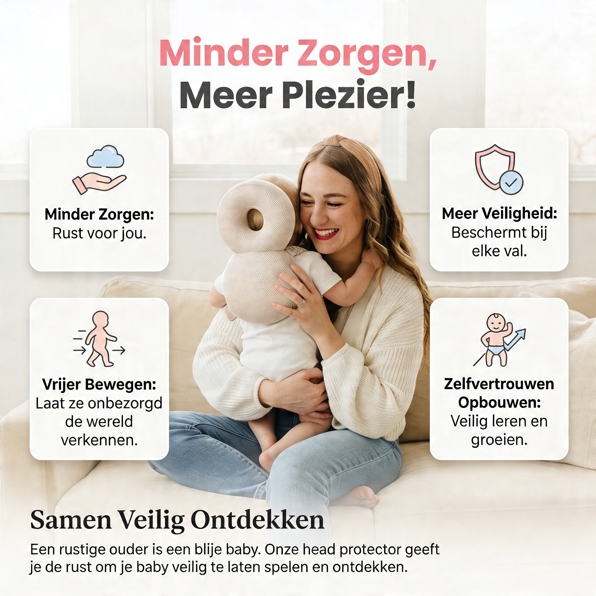 Coziboo Baby Hoofdbeschermer Rugkussen – Veilig Leren Kruipen & Lopen