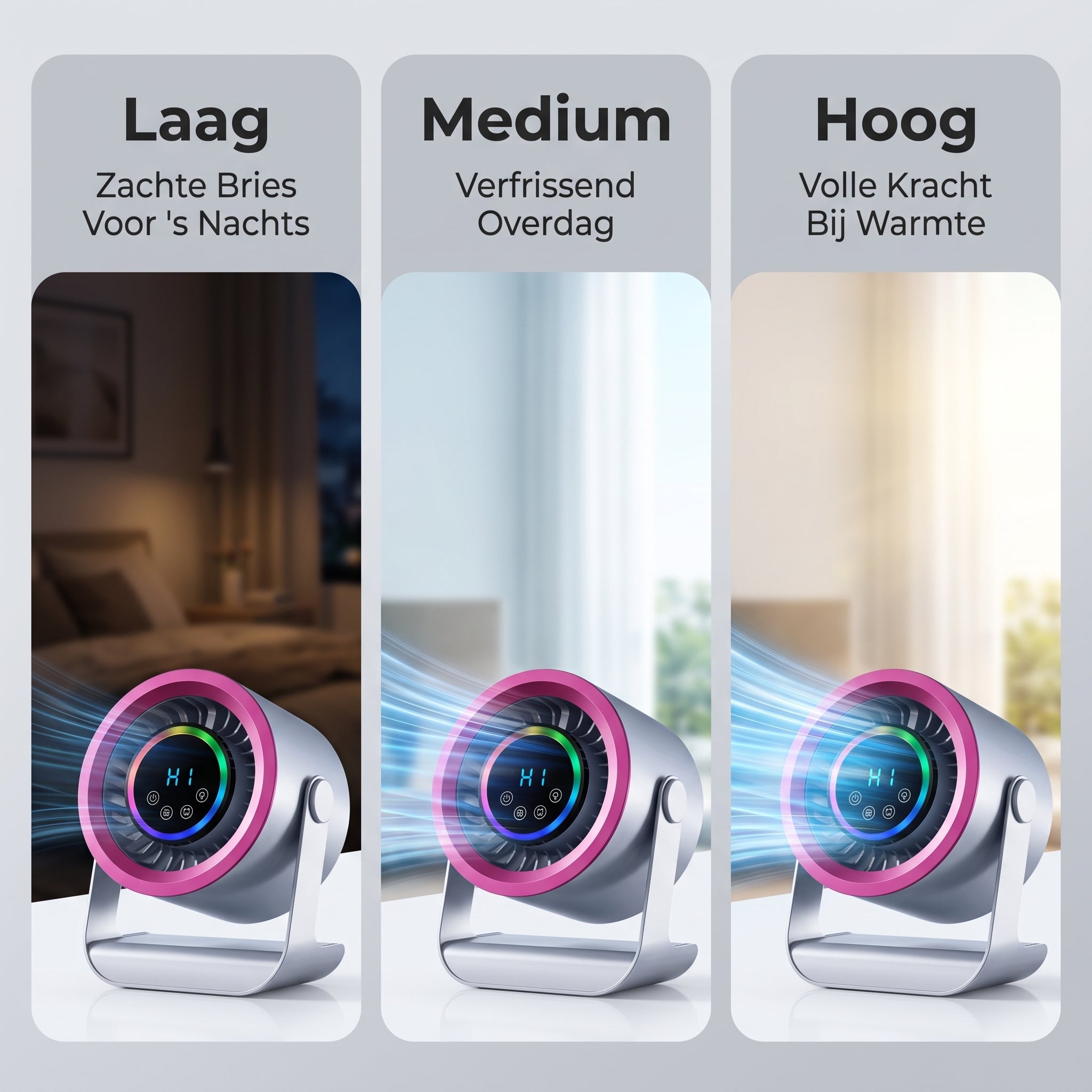 Coziboo™ SilentGlow Bureauventilator
