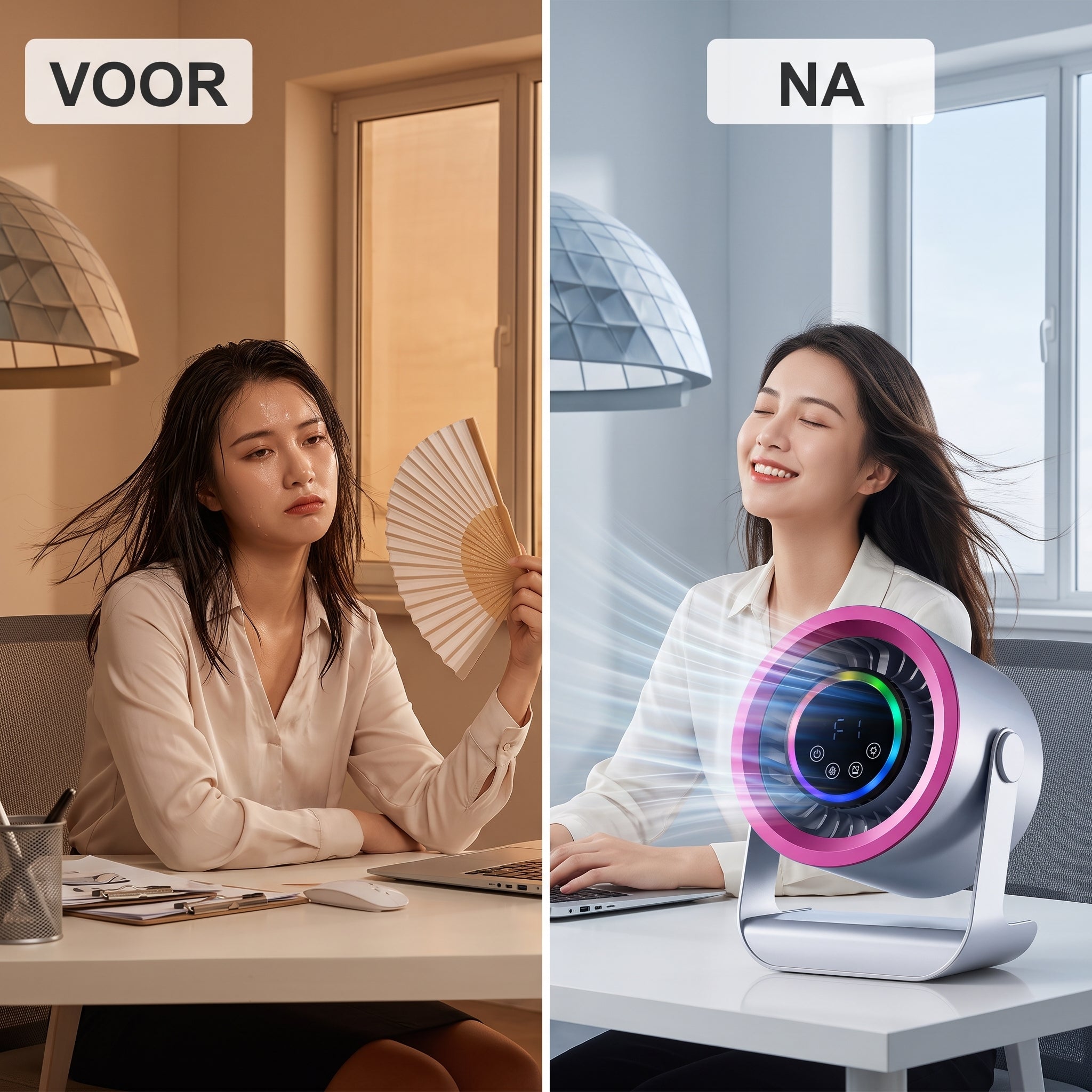 Coziboo™ SilentGlow Bureauventilator