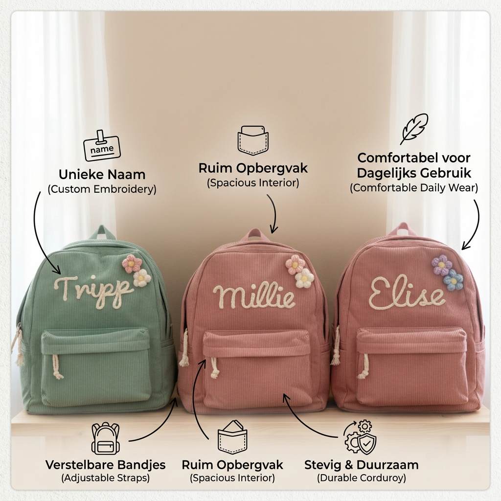 Coziboo Gepersonaliseerde Kinder Rugzak – Lichtgewicht & Uniek met Naam