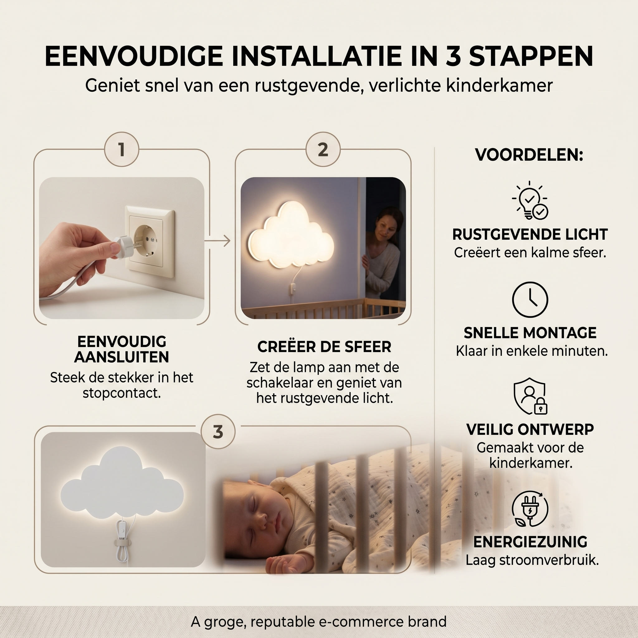 Coziboo Wolk Nachtlampje – Zacht Licht voor Rustige Nachten