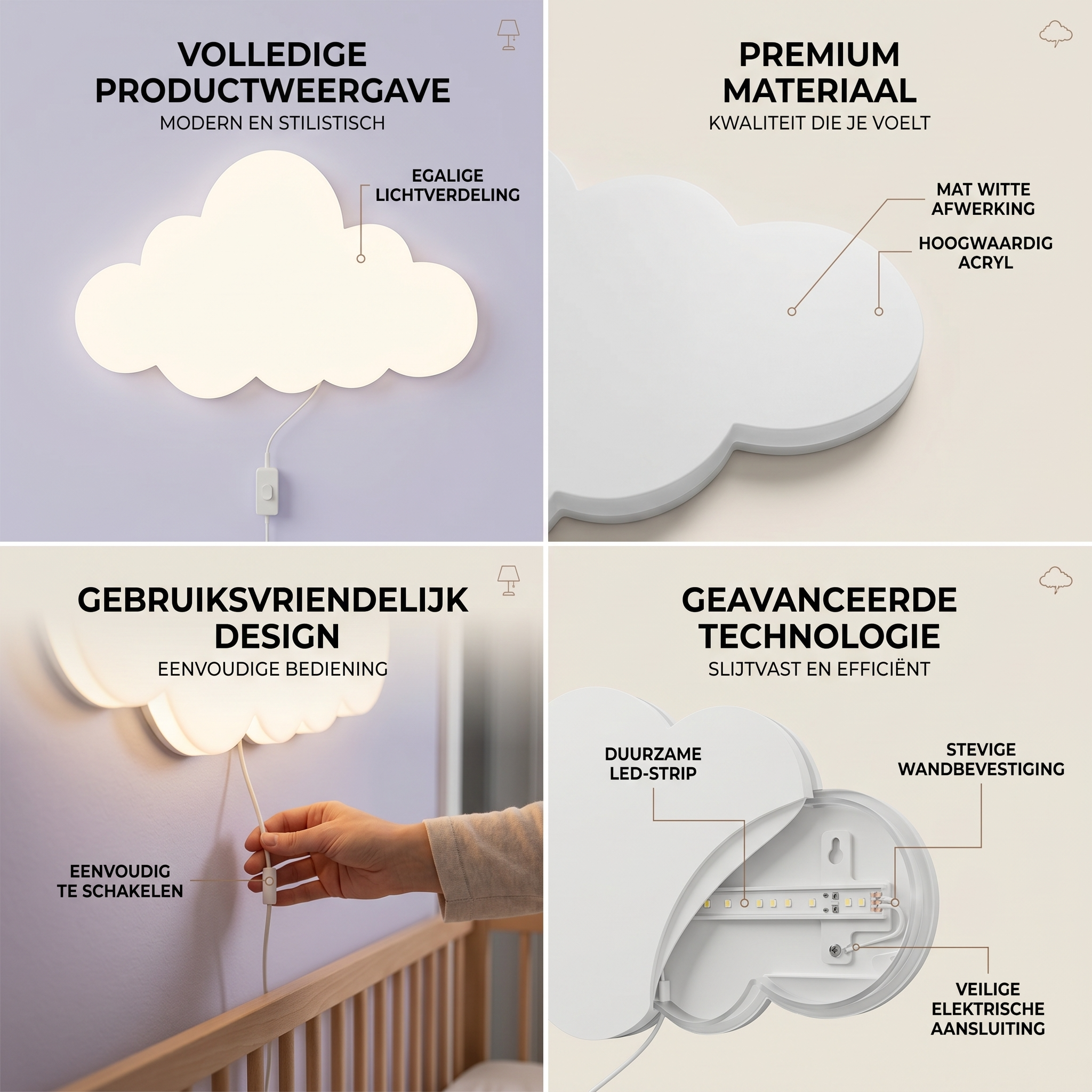 Coziboo Wolk Nachtlampje – Zacht Licht voor Rustige Nachten