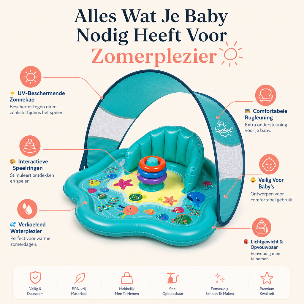Coziboo Splashy™ – Baby Water Speelmat met Zonnekap
