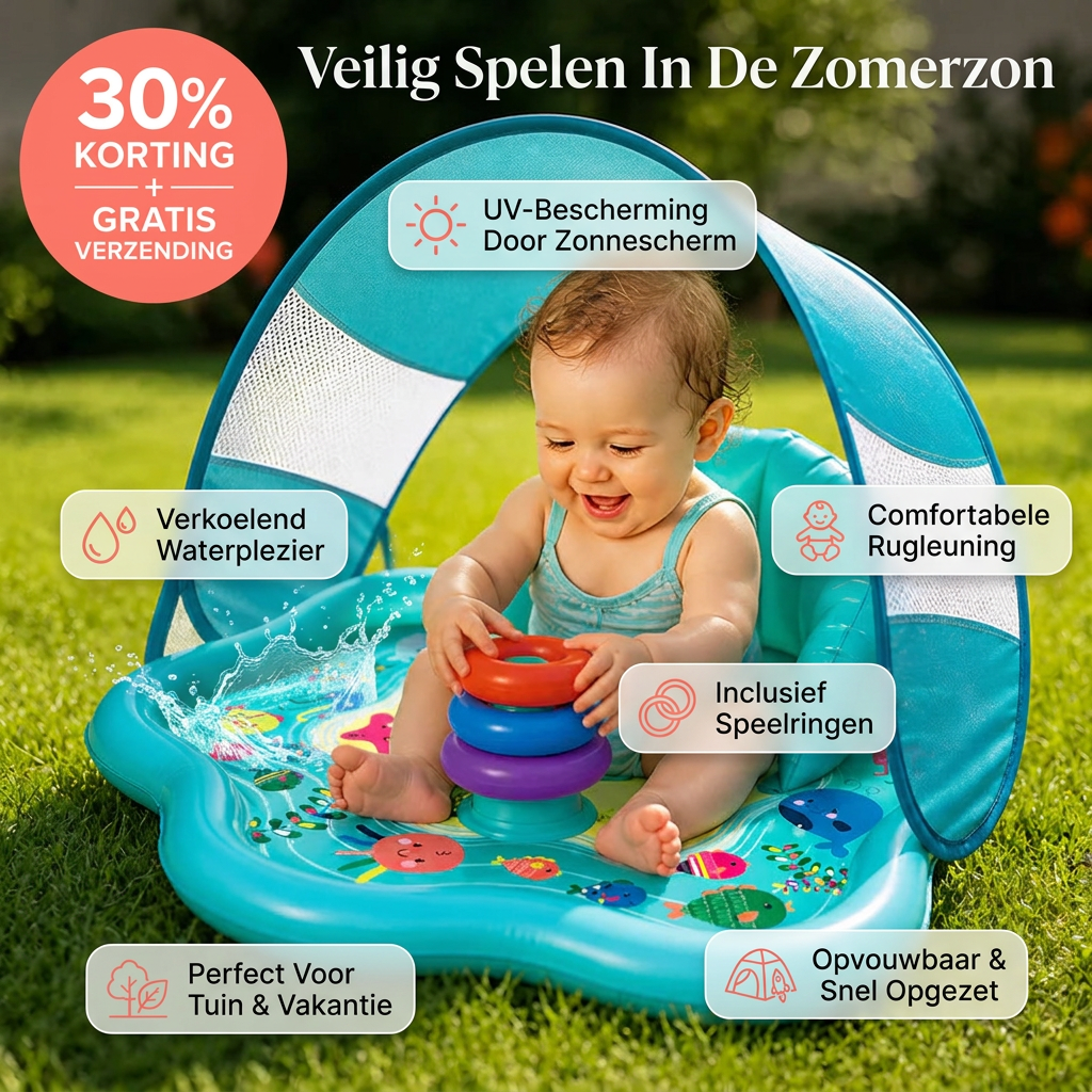 Coziboo Splashy™ – Baby Water Speelmat met Zonnekap